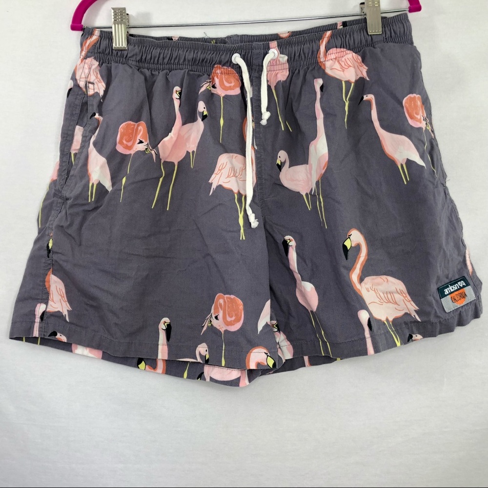 Swim Shorts Trunks Ambsn Sz M Flamingo Gray Pink